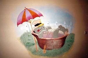 Eine faulenzende Schildkröte aus einem Märchen - Ausschnitt. Kunstwerk von Aranka Mágori.