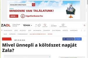 Von der Ausstellung berichtete „ZAOL das Nachrichtenportal des Komitats Zala” (HU: „ZAOL a Zala megyei hírportál”). Bild: 1. Quelle: https://www.zaol.hu/kultura/mivel-unnepli-a-kolteszet-napjat-zala-1486193/.