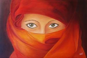 Kindlicher Blick - Ausschnitt. Kunstwerk von Aranka Mágori.